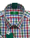 Short-sleeved traditional shirt with colorful checkered pattern