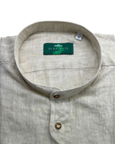 Linen Trachten Shirt with Stand-Up Collar