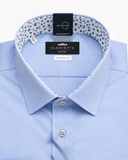 Hemd Blau Stretch Kontrast-Innenkragen