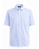 Kurzarmhemd Fein Oxford Weiss/Blau