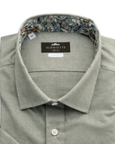 Kurzarmhemd Leinenmix Oliv