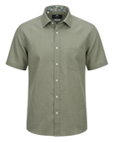 Kurzarmhemd Leinenmix Oliv
