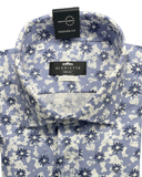 Leinenhemd Windsor Blumen Muster Blau