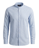Shirt, stand-up collar, blue, tone-on-tone woven structure
