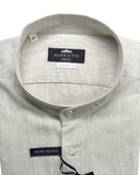 Linen shirt stand-up collar tone-on-tone texture