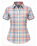 Longbluse Leinen Buntes Madras-Karo