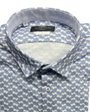 Shirt with button-down collar and all-over wave pattern
