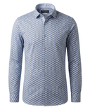 Shirt with button-down collar and all-over wave pattern
