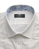 Kurzarmhemd Stretch Kragen Blau Gemustert Kontrast