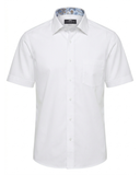 Kurzarmhemd Stretch Kragen Blau Gemustert Kontrast