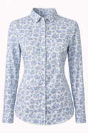 Traditional Blouse Blue Wild Rose Pattern