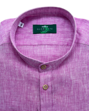 Traditional shirt pink stand-up collar linen