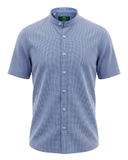 Short-Sleeve Trachten Shirt Blue Linen Blend
