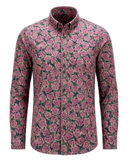 Traditional Shirt Button Down Floral Pattern Slim Fit