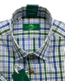 Short-sleeved traditional shirt with colorful checkered pattern