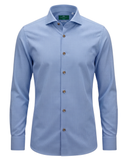 Traditional Shirt Shark Collar Blue Micro-Check Pattern