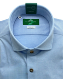 Traditional Shirt Shark Collar Blue Micro-Check Pattern