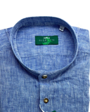 Linen Trachten Shirt with Stand-Up Collar