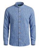 Linen Trachten Shirt with Stand-Up Collar