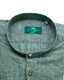 Linen Trachten Shirt with Stand-Up Collar
