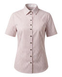 Trachtenbluse Kurzarm Weiß Rotes Rauten-Muster