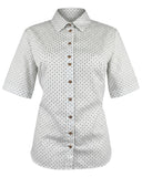 Trachtenbluse Kurzarm Blüten-Muster