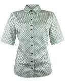 Trachtenbluse Kurzarm Blüten-Muster