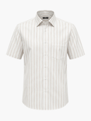 Short-Sleeve Shirt Textured Stripe Off-White