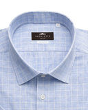 Kurzarmhemd Hellblau Kariert Leinen