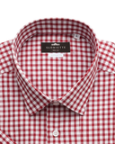 Kurzarmhemd Rot Kariert Feinmuster