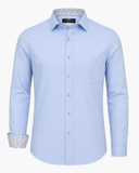Hemd Blau Stretch Kontrast-Innenkragen