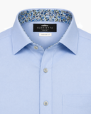 Hemd Blau Stretch Kontrast-Innenkragen