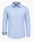Hemd Blau Stretch Kontrast-Innenkragen