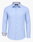 Hemd Blau Stretch Kontrast-Innenkragen