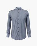 Trachtenhemd Modern Blau Struktur